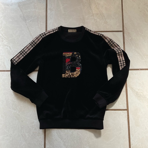 Burberry x Vintage Check Label Cotton Sweatshirt - Picture 1 of 14